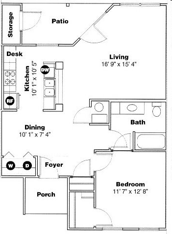 1BR/1BA - Lakeshore Apartments