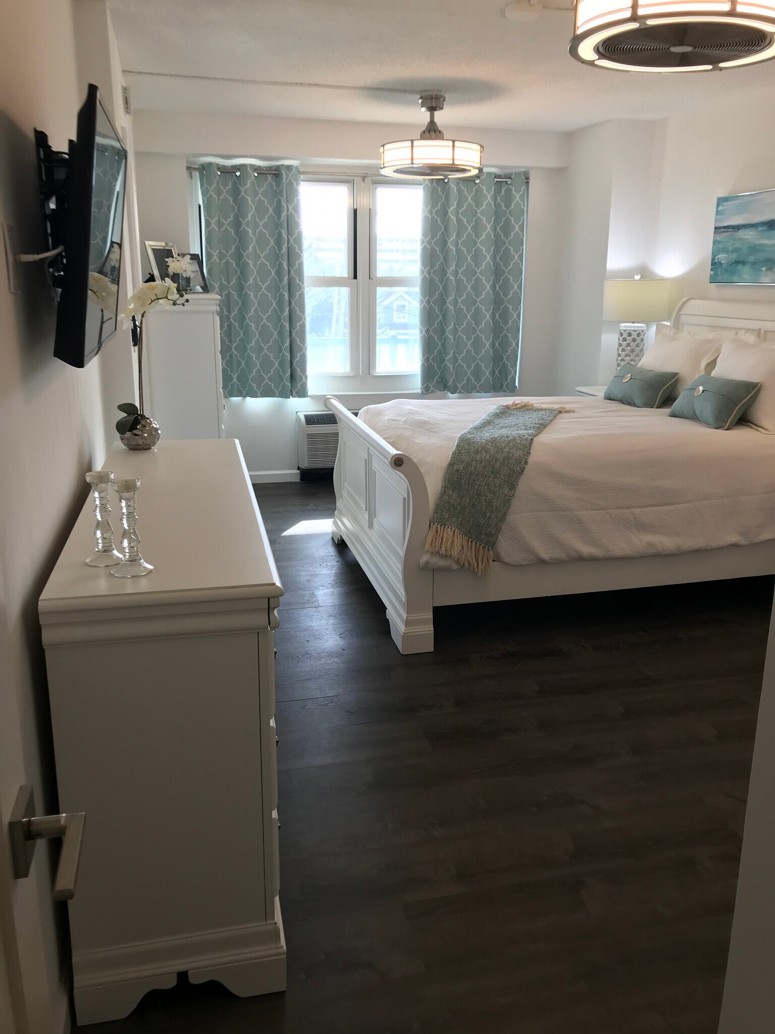 TV mounted in bedroom - 480 Ocean Ave