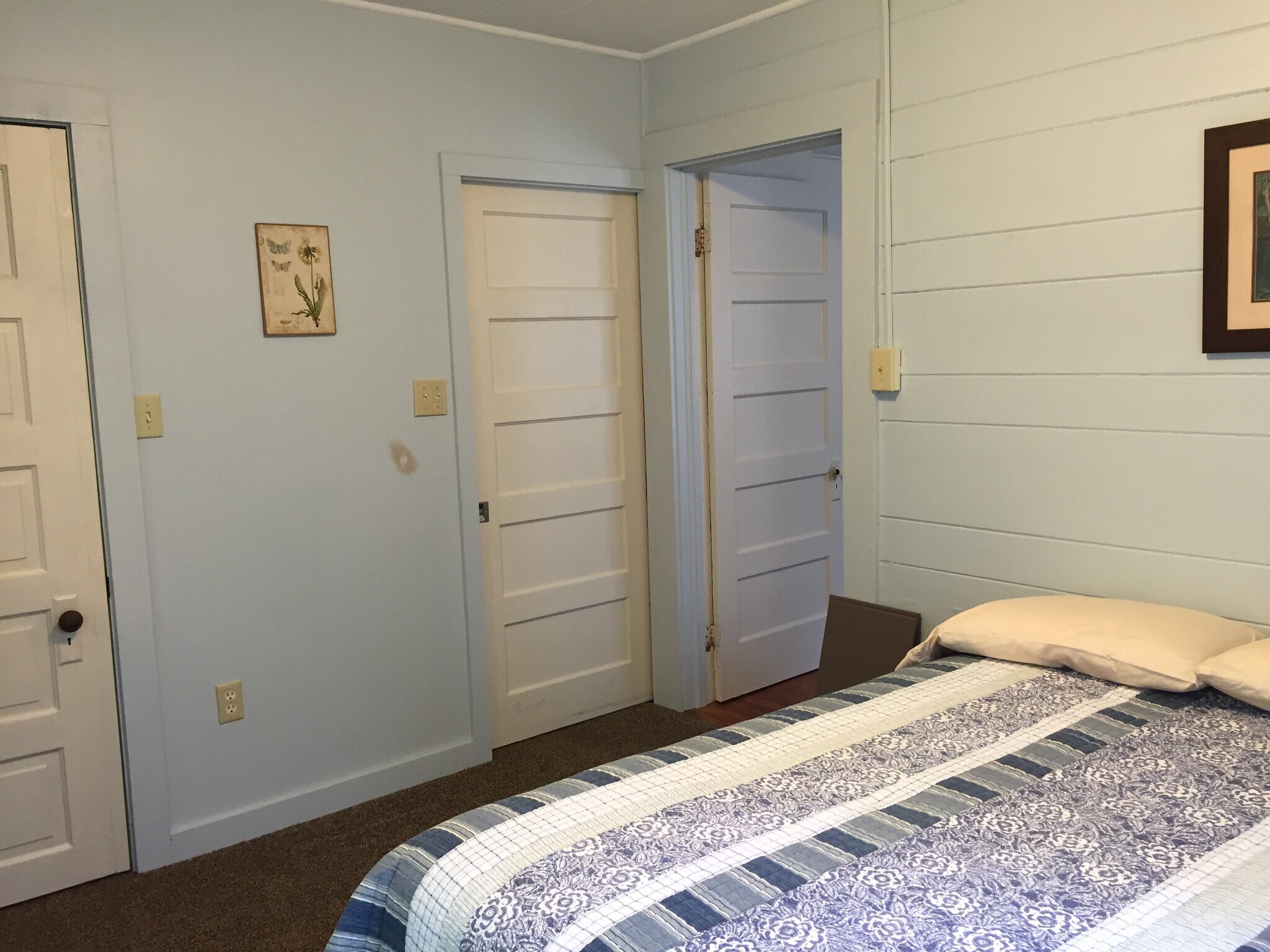 Rear bedroom looking toward closet (far left), bath pocket door(center) and Living Room door (right) - 3837 Old Hendersonville Highway