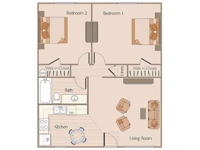 2 Bedrooms 1 Bath - The Oaks