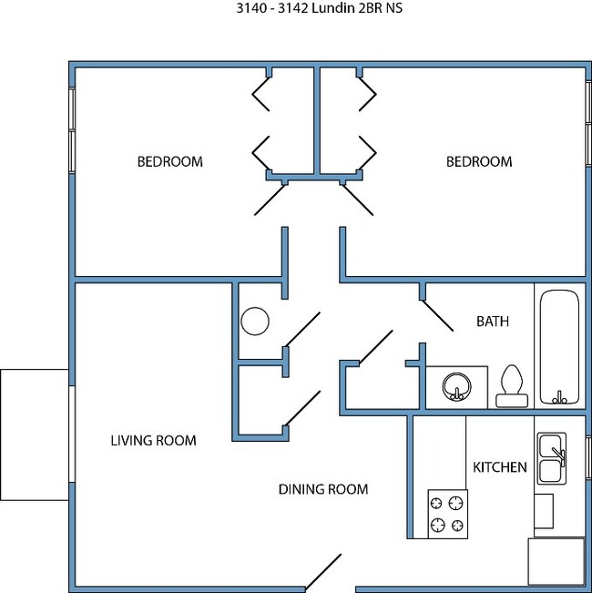 2-bed, 1-bath - 3140-3142 Lundin Drive