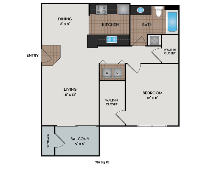 Aspen floor plan - 718 Sq Ft - Highland Crossing and Highland Square