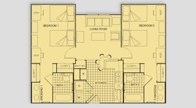 Two Person - University Apartments at Ettrick