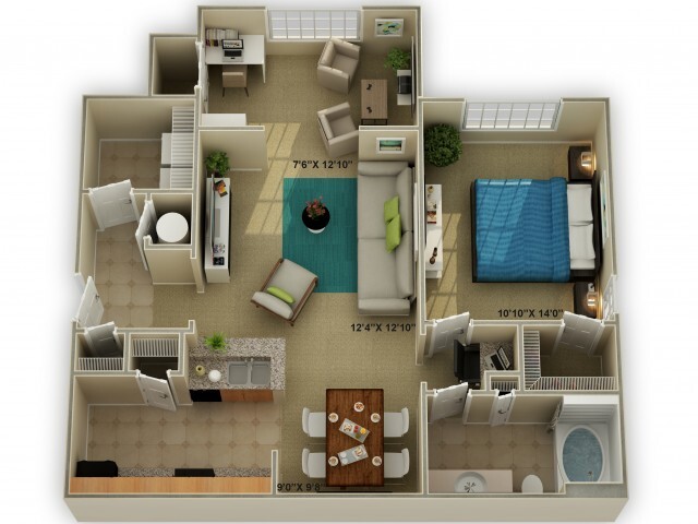 The Ridgecrest with Sunroom One Bedroom Floor Plan - Walden at Oakwood