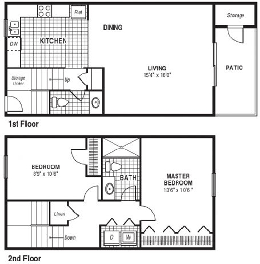 Floor Plan 2BR/1.5BA - Fulton Manor