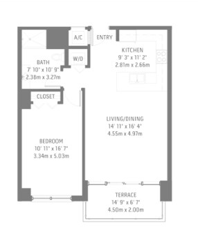 1BR/1BA - Midblock