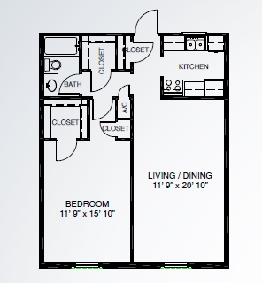 1 Bed 1 Bath - Orange Navy