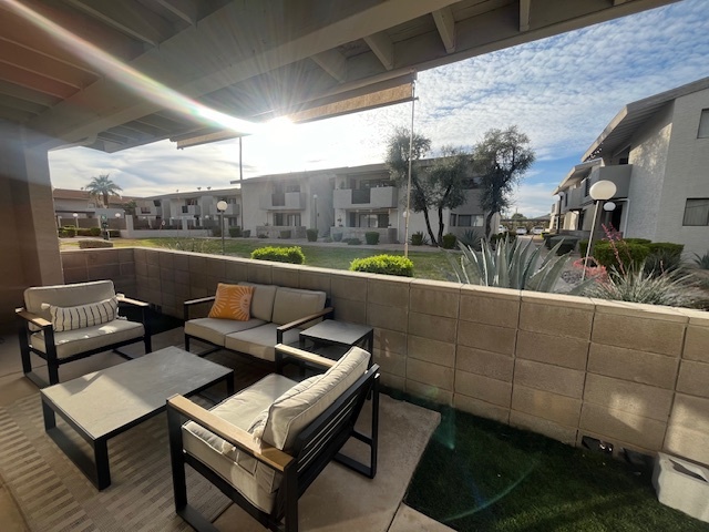 Spacious patio with turf that looks west towards sunset. - 6480 N 82nd St