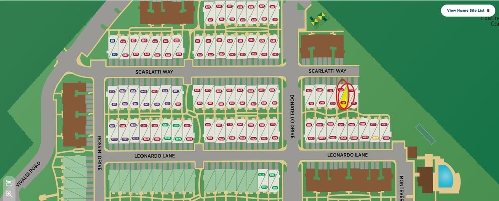 Development Map Zoomed In - 7104 Donatello Dr