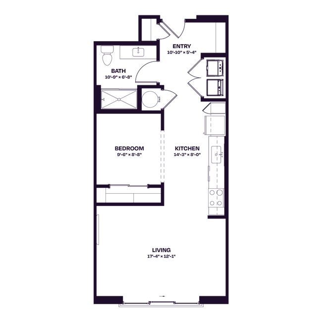 Oberon S2 West One Bedroom Floor Plan - Oberon