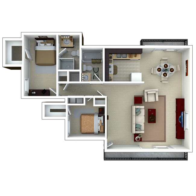 Residence 4 2x2 1200 sq ft - Spring Lake Apartments