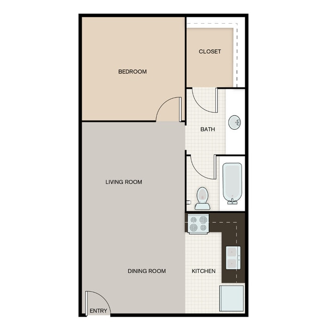 1 Bed 1 Bath 560 SQFT - The Villas @ Uptown
