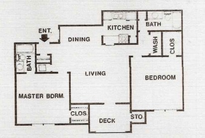 2BR, 2BA - Floorplan - Kingsfield Luxury Apartments