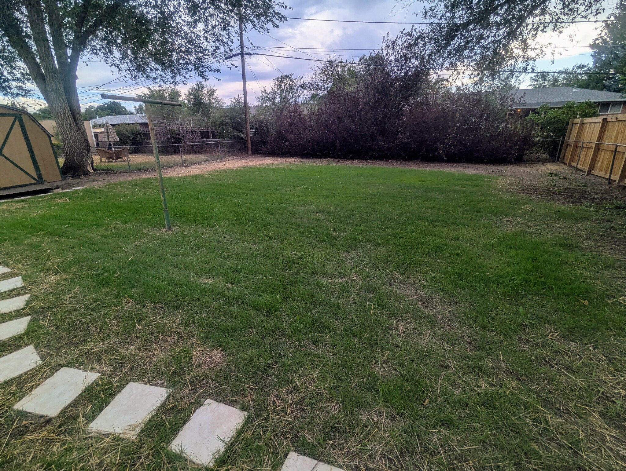 Fenced backyard with storage shed - 61 Newland St