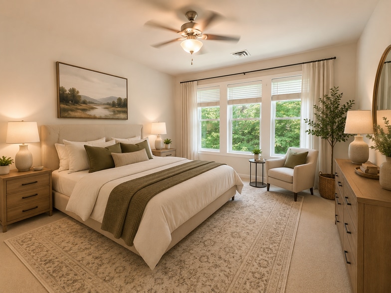 virtually staged master bedroom - 90 Trotter Rd
