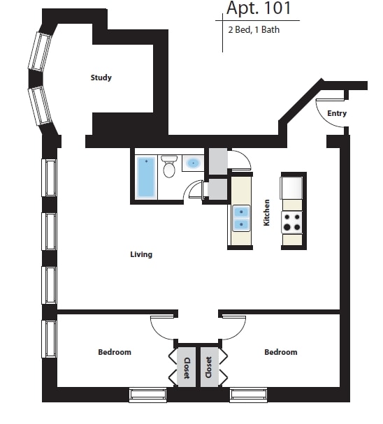 2BR/1BA - Columbian School Apartments
