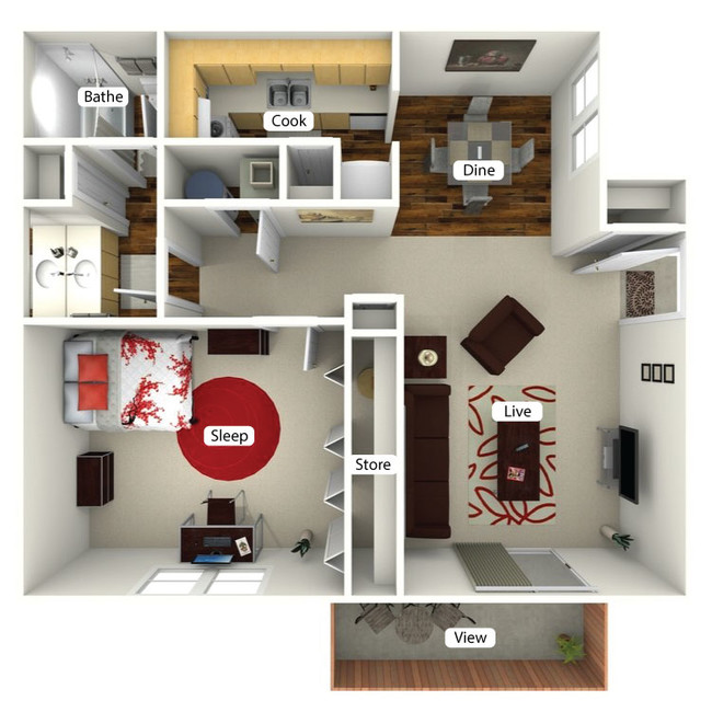 The Dogwood - 850 Sq. Ft. - The Commons at Briarwood Park