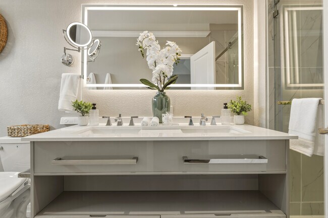 Primary Ensuite with Dual Vanity and Separate Tub and Shower - West End Estates