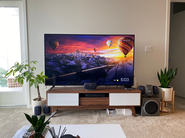 Living room towards entertainment center - 12655 Bluff Creek Dr
