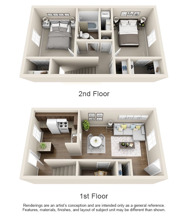 3D Floor Plan - 400 North Townhomes