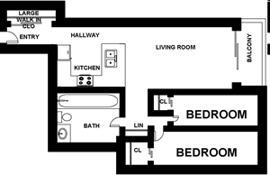 2BR/1BA - Barton Court