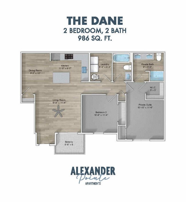 The Dane - 2BR 1st Floor WEB VERSION.jpg - Alexander Pointe Apartments