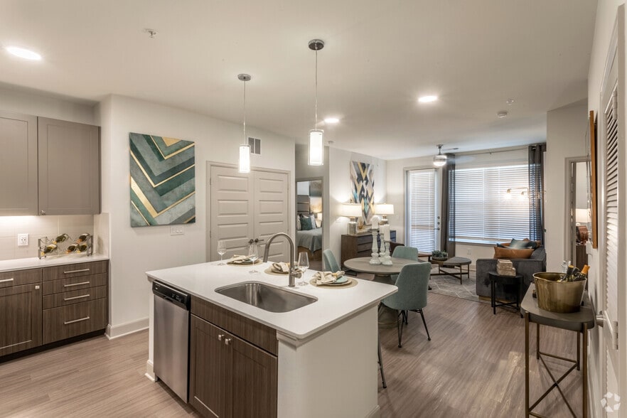 Living Room, Dining Room, Kitchen, and Bedroom - Stone Loch Apartments