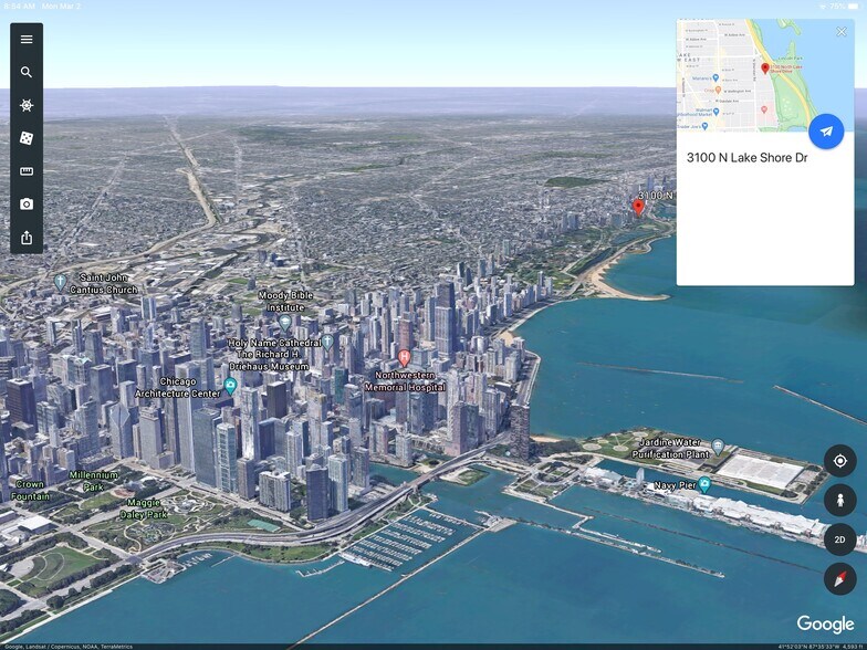 Building Location marked in red - 3100 N Lake Shore Dr