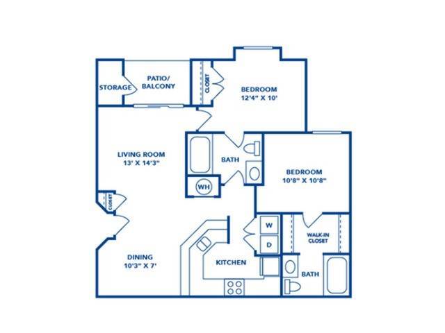 2 Bedroom | 2 Bath | 965 SF - Harrison Place Apartments