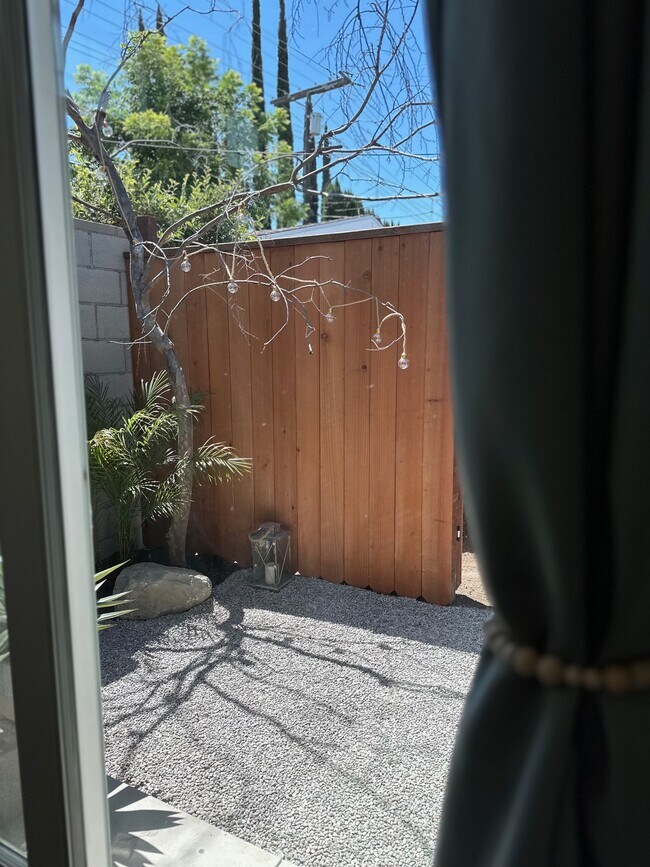 Private patio view from bedroom - 7044 McLaren Ave