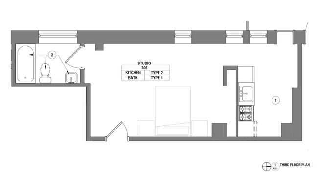 1500 Pine - Apt 306 Floor Plan - 1500 Pine