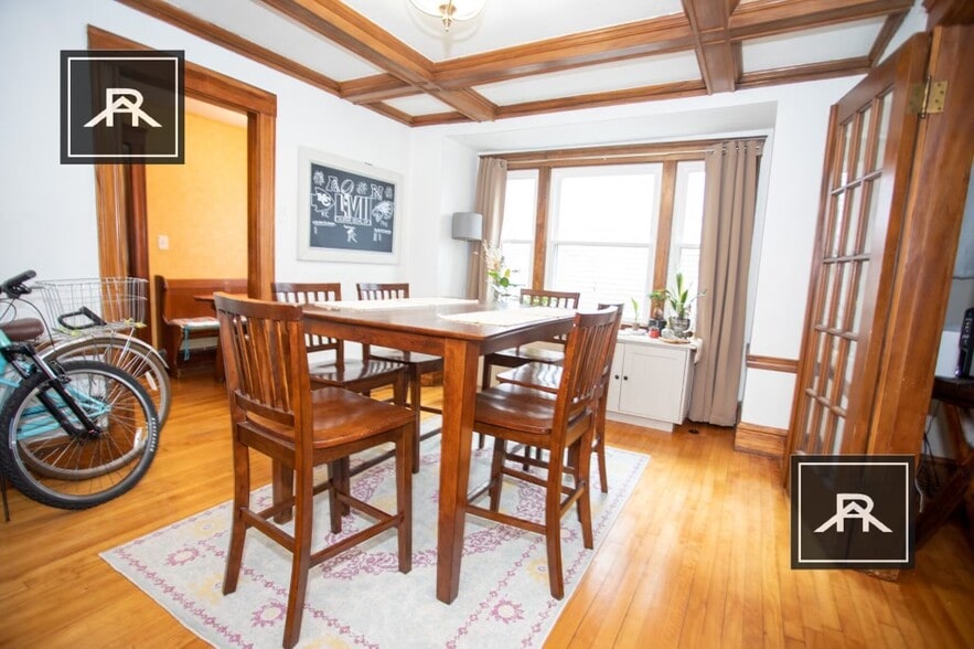 Large dining room with beamed ceiling - 15 Stetson St