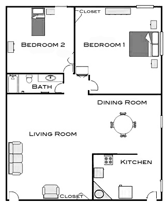 2BR/1BA - Level 2 Apartments