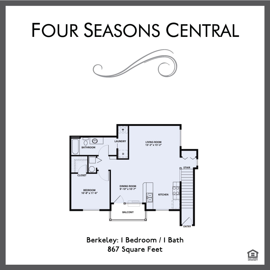 1x1 Berkeley (867 sqft, 2nd level) - Four Seasons Central
