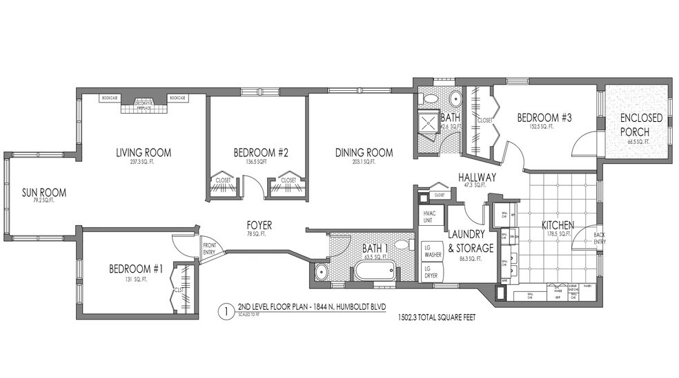 Floor Plan w/Sq. Ftge. - 1844 Humboldt N Blvd