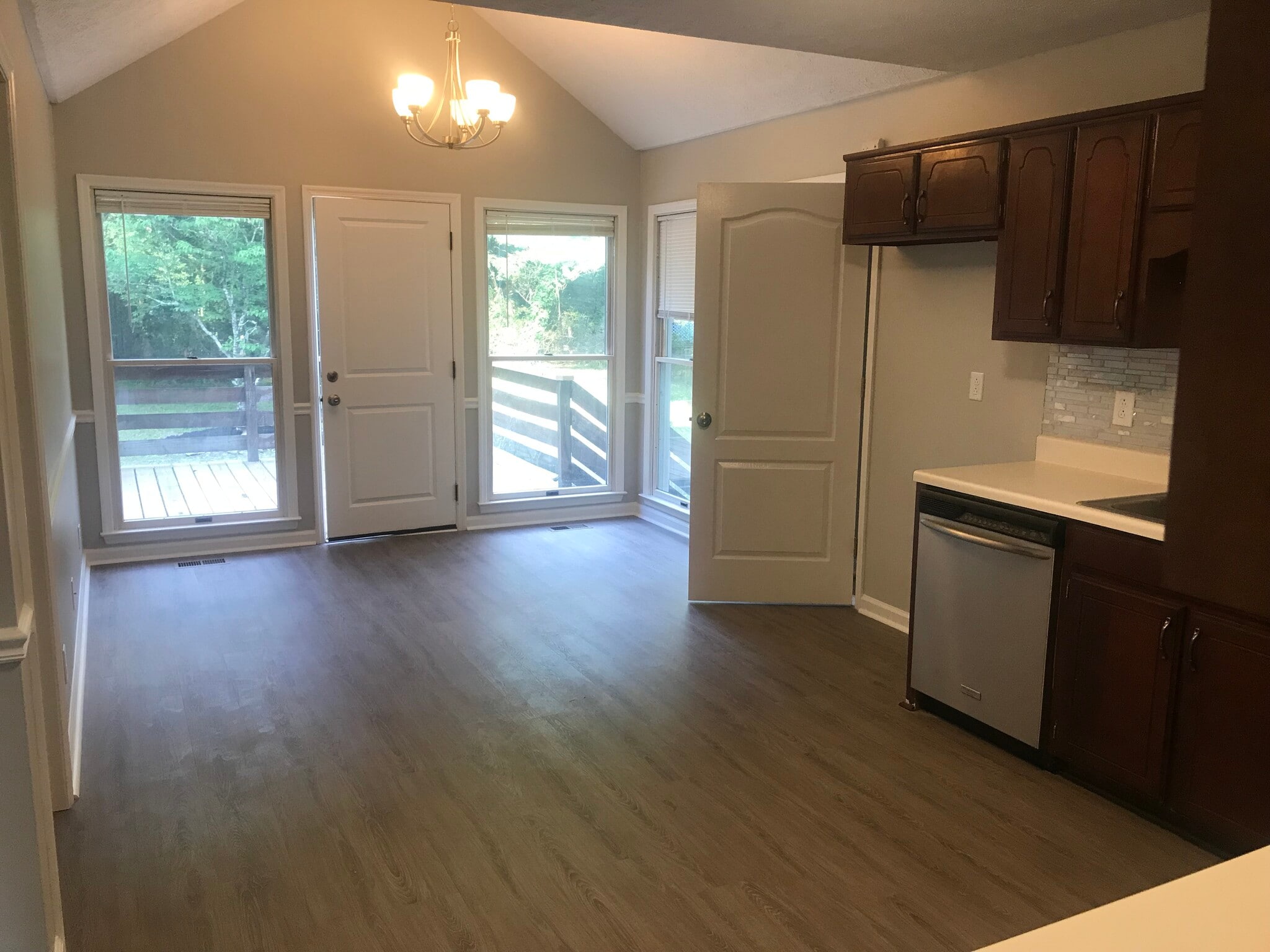 kitchen looking at back patio with no furniture view - 1122 Woods Edge Dr