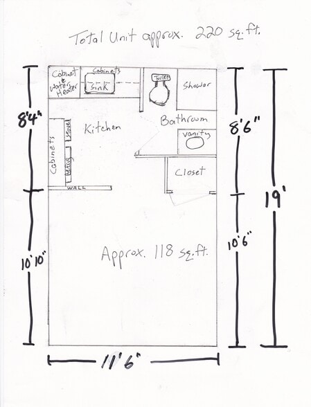 Studio Layout - 308 1/2 5th Ave S