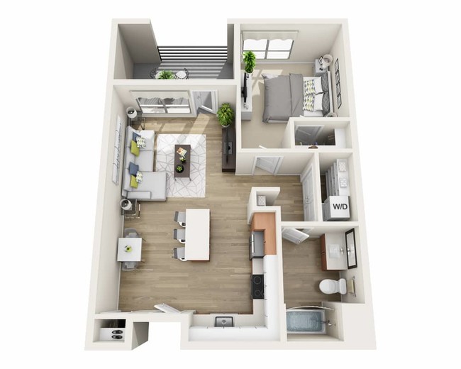 One Bedroom A1B Floor Plan - Katella Grand