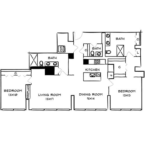 Floorplan - Park Towne Place Apartments