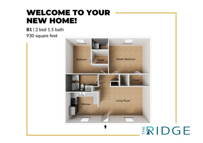 2 bedroom 1.5 bath Apartment - The Ridge