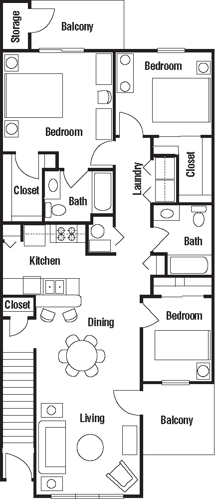 Three Bedroom/Two Bath - North Lake Apartment Homes