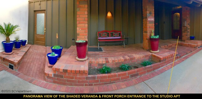 Panorama View of the Shaded Veranda Front Porch Entrance - 23604 Vía Fuente