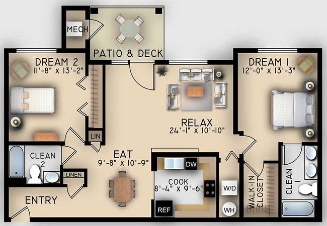 Retreat 2 Bedroom - The Retreat at the Village of Barrett's Run