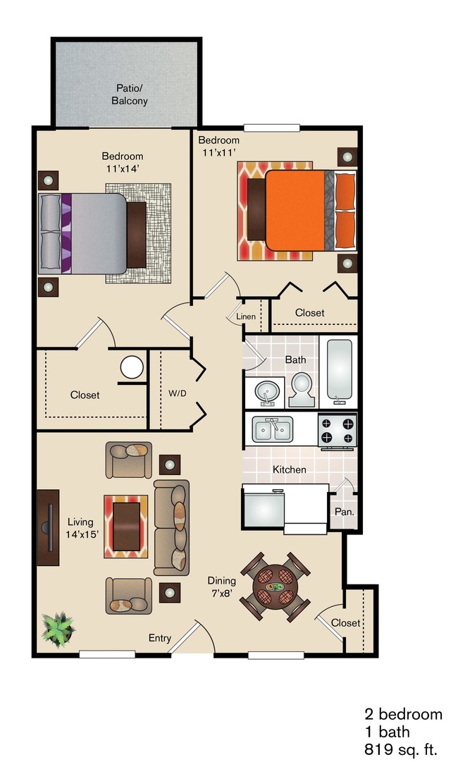 2BR/1BA - Rock Brook Apartments