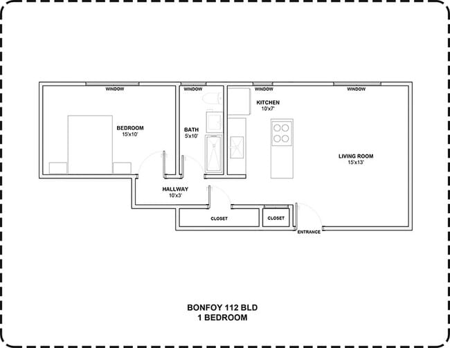 1 Bedroom 1 Bath - Bonfoy Apartments