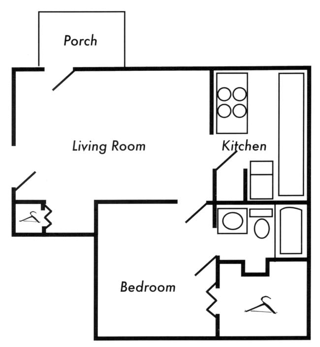 One BR Floor Plan - Amesbury Apartments