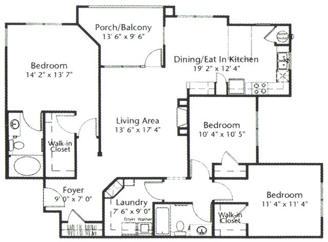 3 Bedroom / 2 Bath / 1385 Sq.Ft. - Brookberry Park Apartments