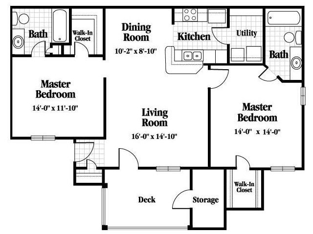 2 Bedroom, 2 Bath - Roommate Style - Huntington Place