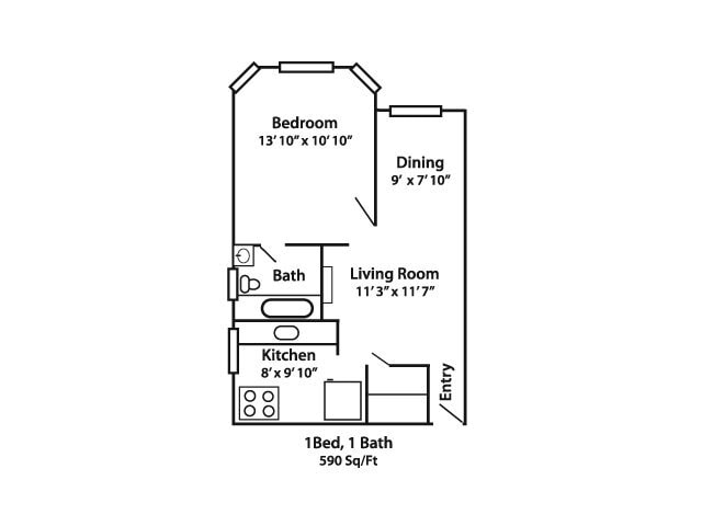 1BR,1BA-590SQ - The Thayer