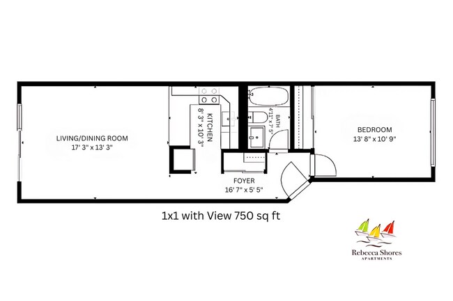 1x1 with View l 750 sq ft l Rebecca Shores - Rebecca Shores Apartment